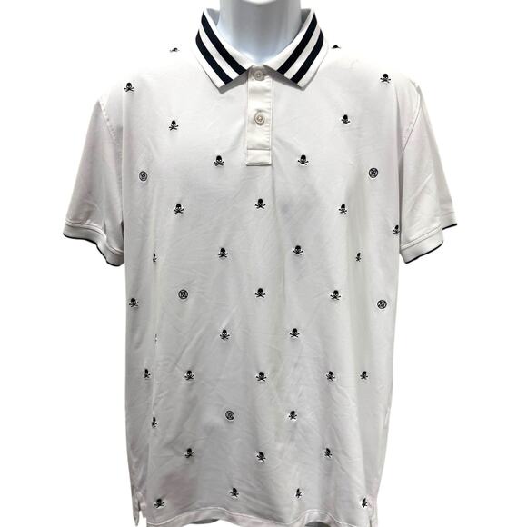 G/Fore Skull & Crossbones Embroidered Polo White Men’s Size M - Picture 1 of 5